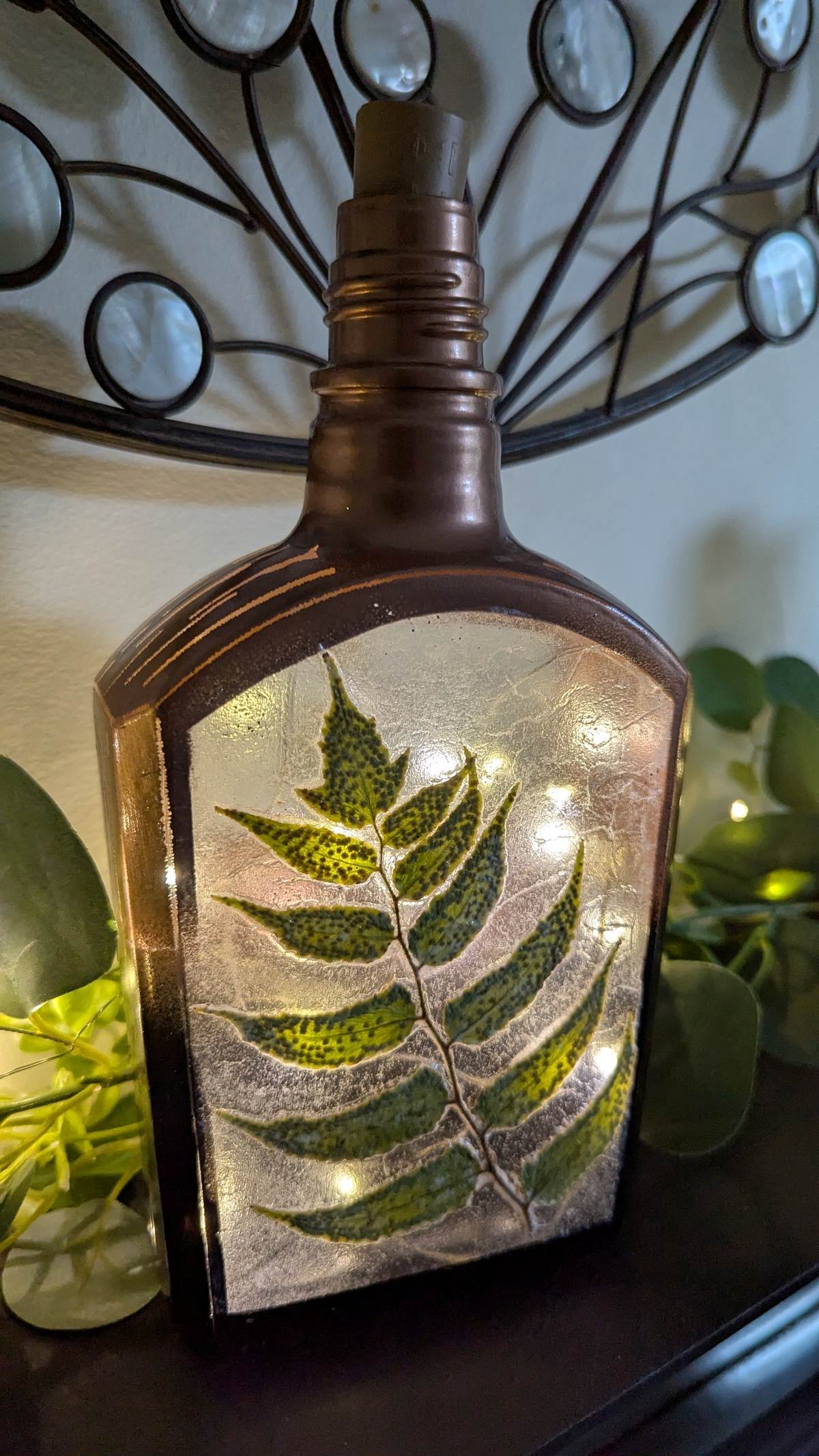 Handmade recycled bottle lamp